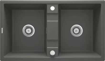 Deante Eridan 2 medencés gránit mosogató csepegtető nélkül 86x50 cm, antracit metál ZQE T203