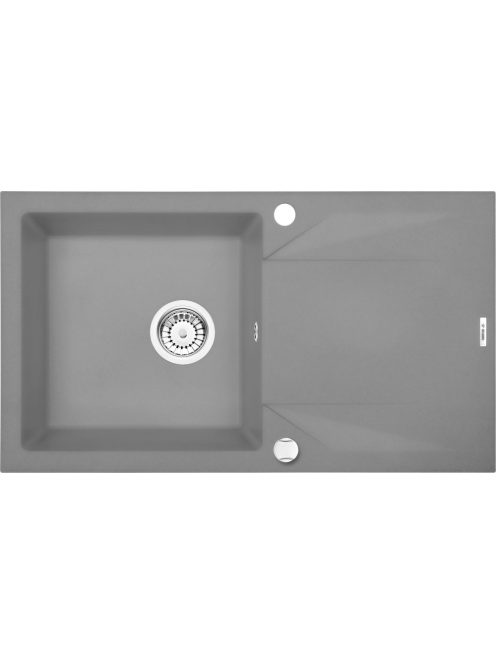Deante Evora 1 medencés szögletes gránit mosogató csepegtetővel 78x44 cm, szürke metál ZQJ S113