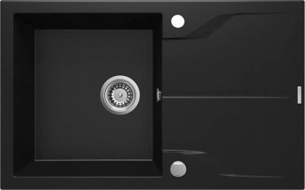 Deante Andante 1 medencés szögletes gránit mosogató 78x49 cm csepegtetővel, matt fekete ZQN N113