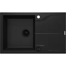   Deante Andante Flush 1 medencés gránit mosogató 78x49 cm csepegtetővel, matt fekete ZQN N11F