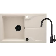   Deante Andante 1 medencés gárnit mosogató 78x49 cm csapteleppel és csepegtetővel, matt bézs ZQNN5113