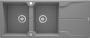 Deante Andante 2 medencés szögletes gránit mosogató csepegtetővel 116x50 cm, szürke metál ZQN S213