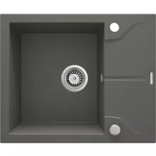   Deante Andante 1 medencés szögletes gránit mosogató csepegtetővel 59x49 cm, antracit metál ZQN T11A