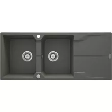   Deante Andante 2 medencés szögletes gránit mosogató csepegtetővel 116x50 cm, antracit metál ZQN T213