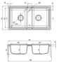 Deante Zorba 2 medencés szögletes gránit mosogató 78x43,5 cm csepegtető nélkül, alabástrom ZQZ A203