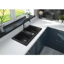   Deante Zorba 2 medencés gárnit mosogató 78x43,5 cm csapteleppel, grafit ZQZA2203