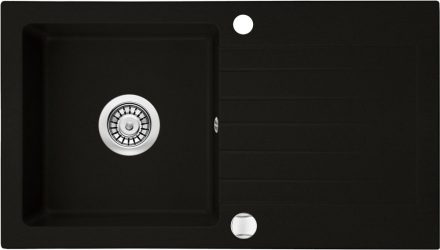 Deante Zorba 1 medencés szögletes gránit mosogató csepegtetővel 76x44 cm, matt fekete ZQZ N113