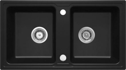 Deante Zorba 2 medencés szögletes gránit mosogató 78x43,5 cm csepegtető nélkül, matt fekete ZQZ N203