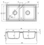 Deante Zorba 2 medencés szögletes gránit mosogató 78x43,5 cm csepegtető nélkül, antracit metál ZQZ T203