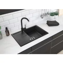   Deante Leda 1 tálcás gránit mosogató csapteleppel, lefolyóval, grafit ZRDA2113