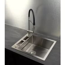 Deante Magnetic gránit mosogatótálca 56x50 cm, automatikus leeresztővel és szifonnal, szálcsiszolt acél kivitelben