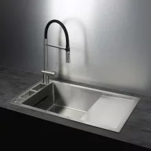Deante Magnetic acél mosogatótálca 82x50 cm, automatikus leeresztővel és szifonnal, szálcsiszolt acél kivitelben