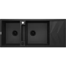  Deante Magnetic két medencés gránit mosogató 116x50 cm csepegtetővel, grafit metál ZRM G213