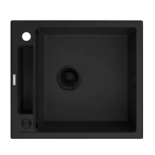   Deante Magnetic gránit mosogatótálca 56x50 cm, automatikus leeresztővel és szifonnal, matt fekete ZRM N103