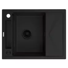   Deante Magnetic gránit mosogatótálca 64x50 cm, automatikus leeresztővel és szifonnal, matt fekete ZRM N11A