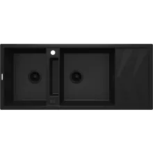   Deante Magnetic két medencés gránit mosogató 116x50 cm csepegtetővel, matt fekete ZRM N213