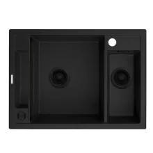   Deante Magnetic gránit mosogatótálca 69x50 cm, automatikus leeresztővel és szifonnal, matt fekete ZRM N503