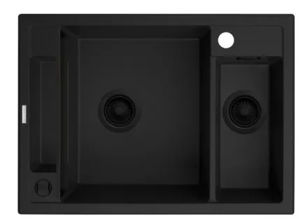 Deante Magnetic gránit mosogatótálca 69x50 cm, automatikus leeresztővel és szifonnal, matt fekete ZRM N503