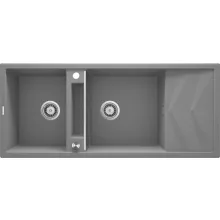   Deante Magnetic két medencés gránit mosogató 116x50 cm csepegtetővel, szürke metál ZRM S213