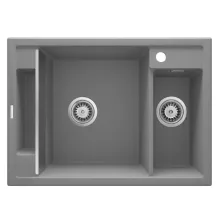   Deante Magnetic gránit mosogatótálca 69x50 cm, automatikus leeresztővel és szifonnal, szürke metál ZRM S503