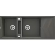   Deante Magnetic két medencés gránit mosogató 116x50 cm csepegtetővel, antracit metál ZRM T213