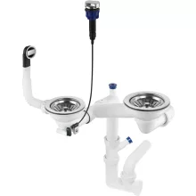  Deante Space-Saver szifon 1,5 és 2 medencés gránit mosogatókhoz, rozsdamentes acél ZXY 9973