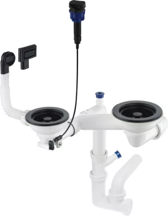 Deante Space-Saver szifon 1,5 és 2 medencés gránit mosogatókhoz, matt fekete ZXY N973