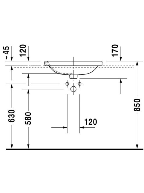 Duravit DuraStyle beépíthető mosdó 56x45,5 0374560000