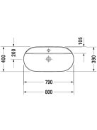 Duravit Luv Ráültethető mosdó fehér 800 x 400 mm 0380800000