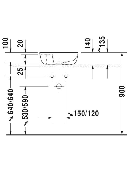 Duravit Luv Ráültethető mosdó fehér 420 x 270 mm 0381420000