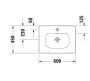 Duravit Viu beépíthető kerámia mosdó 600x450 mm, WonderGliss bevonattal fehér alpin 03856000001