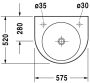 Duravit Architec jobbos mosdó 57,5x52 0449580008