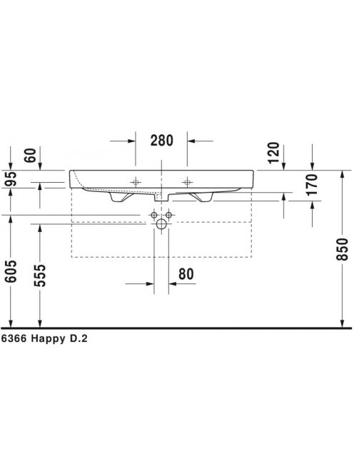 Duravit Happy D.2 aláépíthető mázas mosdó 100x50,5 2318100000