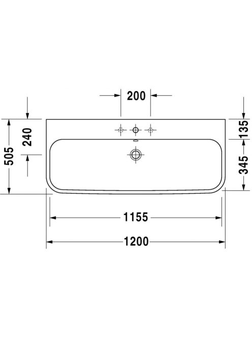 Duravit Happy D.2 aláépíthető mázas mosdó 120x50,5 2318120000