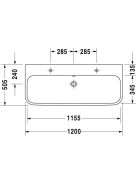Duravit Happy D.2 aláépíthető mázas mosdó 120x50,5 2318120024