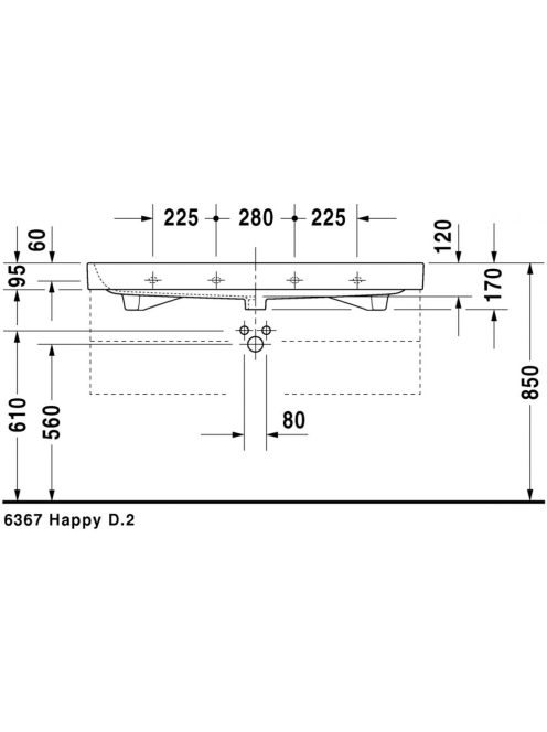 Duravit Happy D.2 aláépíthető csiszolt mosdó 120x50,5 2318120027