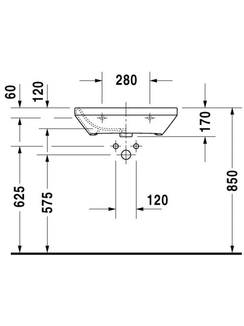 Duravit DuraStyle Med WonderGliss mosdó 60x44 23246000001