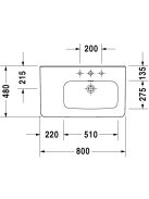 Duravit DuraStyle bútorral aláépíthető aszimmetrikus mosdó jobbos 80x48 2326800000