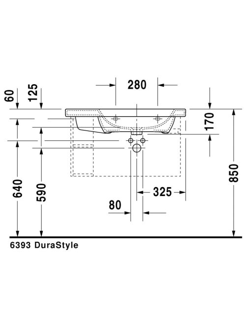 Duravit DuraStyle bútorral aláépíthető aszimmetrikus mosdó jobbos 80x48 2326800000