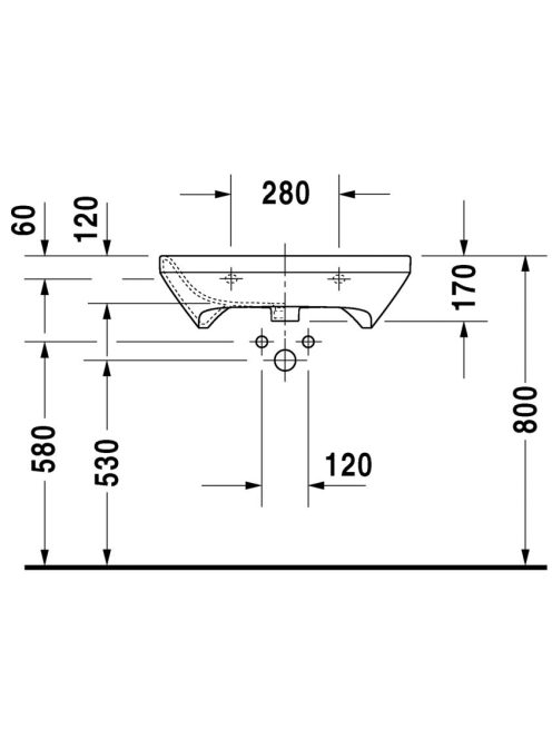 Duravit DuraStyle WonderGliss akadálymentes mosdó 65x57 23296500001