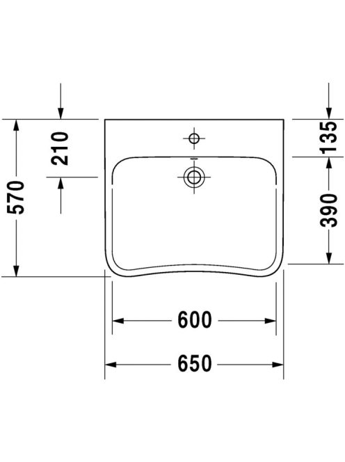 Duravit DuraStyle Med WonderGliss akadálymentes mosdó 65x57 23306500001