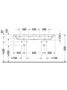 Duravit DuraStyle WonderGliss beépíthető duplamosdó 130x48 23381300001