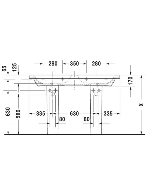 Duravit DuraStyle WonderGliss beépíthető duplamosdó 130x48 23381300001
