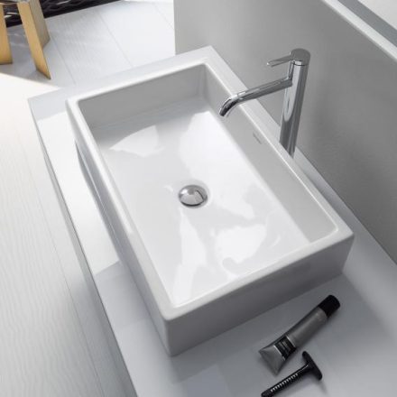 Duravit Vero Air csiszolt kerámia mosdó 60x38 cm, túlfolyó és csaplyuk nélkül, alpin fehér 2351600000