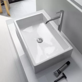 Duravit Vero Air csiszolt kerámia mosdó 60x38 cm, WonderGliss bevonattal, csaplyuk és túlfolyó nélkül, alpin fehér 23516000001