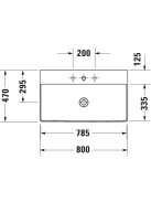 Duravit DuraSquare WonderGliss aláépíthető mosdó 80x47 23538000411