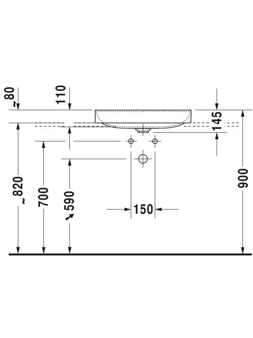 Duravit DuraSquare beépíthető mosdó 60x47 2354600041