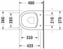 Duravit ME by Starck öblítőperem nélküli Kompakt fali WC csésze 37x48 cm, Durafix rögzítővel 2530090000