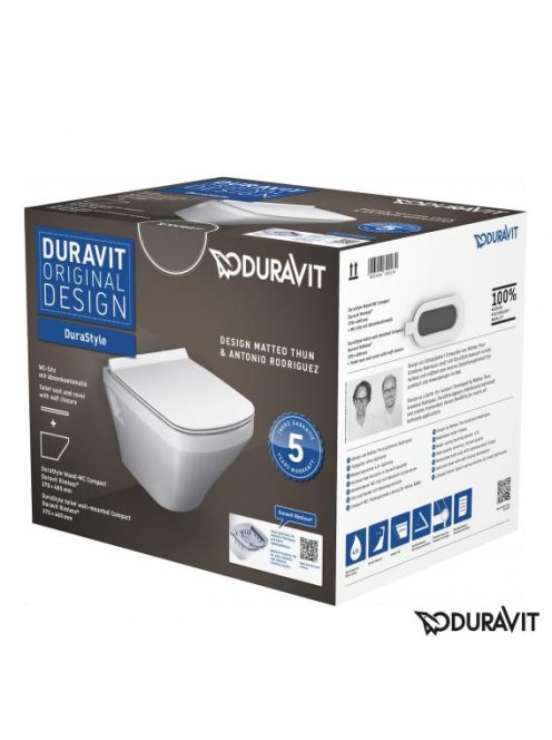Duravit DuraStyle öblítőperem nélküli fali WC csésze, Soft-Close WC ülőkével 45710900A1