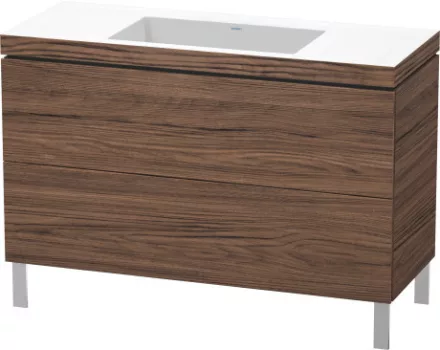 Duravit L-Cube c-bonded alsószekrény Vero Air kerámia mosdóval 120x48 cm, sötét dió LC6939N2121